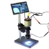 Fotocamera per microscopio digitale industriale da 2 MP Monitor LCD da 7 "Supporto per supporto HD 2in1 Obiettivo con attacco C 100X Anello LED 40 per riparazione mobile PCB