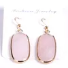 Oval Hexagon white turquoise Opal Charms Earrings Rose Quartz Gold Plated Bluestone Dangle Brand Jewelry Best for Women