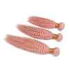 I capelli umani ricci crespi dell'oro di Rosa 3 offerte dei pacchetti Afro Kinky Rose Rosa estensioni dei capelli Capelli ricci tesse 8a per le donne