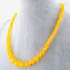 Wojiaer Yellow Jade Gem Sten 6-14mm Graduerade Runda Pärlor Kvinnor Halsband 17.5 inches Strand Smycken F3007