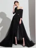 Eleganckie sukienki wieczorowe długie czarny biały kombinezon długi kombinezon Długie rękaw formalny sukienka V SKUWKA SKUTY DUBAI