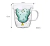 Christmas Tree Glass Cup Mugs Heat Resistant Double Layer Glasses Bottes Breakfast Oatmeal Milk Cup Custom Drinking Mug Gift GGA2689