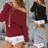 Eine Schulter Pullover Frauen Herbst 2018 Reine Farbe Herbst Warme Frauen Kleidung Mode Langarm Gestrickte Streetwear