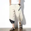 2019 nouveauté Style chinois coton lin sarouel hommes été automne décontracté hommes pantalon Harajuku mâle cheville longueur pantalon