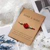 Rinhoo Esprimi un desiderio Braccialetti di carta di carta intrecciata in pietra naturale colorata Braccialetti di corda rossa fortunata regolabile Gioielli di moda femminile278o