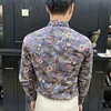 Coréen coupe ajustée décontracté hommes chemises sociales à manches longues boîte de nuit luxe Blouse hommes M-5XL mode 2021 printemps chemise à fleurs Men1