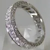 Vecalon Eternity Promise Ring 925 sterling silver 3 Rows Pave 5A Cz dichiarazione Fedi nuziali per donna Uomo Fine Jewelry