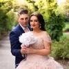 Bliski Wschód Blush Różowy Saudyjska Arabska Tulle Plus Size Suknie Balowe Suknie Ślubne Off Suknia Ślubna Bridal Suknie Długo