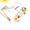 Fashion gold Hourglass Urn Necklace Cremation Ashes Memorial Jewelry Transparent Pendants Free Fill kit & Chain