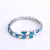 Bijoux de marque de mode dame en laiton nacre turquoise cercles simples comme des bracelets ouverts de fiançailles de mariage en or 18 carats 3 couleurs5437980
