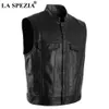 Gilet de motard noir pour hommes, gilet de moto Hip Hop en Faux cuir Punk solide, veste de printemps sans manches, vêtements pour hommes