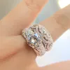 2019 mode luxe vrouwelijke kristallen witte zirkoon 925 sterling zilveren ring bruiloft bruids sets belofte verlovingsringen voor vrouwen