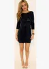 Casual Dresses Sequin Dress Sexy Party Slip Elegant Maxi Women Vestidos Crew Neck 3/4 Sleeve Sheath1