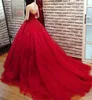 Skräddarsydd röd applique spets quinceanera klänningar juvel sheer back boll klänning prom klänning prom formellt slitage