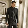 Italienische schwarze Business-Herrenanzüge für die Hochzeit Bräutigam Smoking Best Man Outfits 3-teilige Slim-Fit-Blazer-Anzüge (Jacke + Weste + Hose)