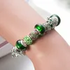 Nouveau bracelet de perles de cristal vert plaqué argent série océan CZ diamant coffret original adapté au bracelet de perles bricolage 7826555