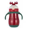 Christmas Vacuum Water Bottles 304 Stainless Steel Kids Thermos 260ml Baby Student Insulated Christmas Cup With Straws