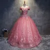 2021 Quinceanera Sukienki Aplikacje Eleganckie Piękne Party Prom Formalne Floral Print Ball Suknie Vestidos DE 15 ANOS QC1468