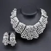 Fashion Crystal Statement Necklace örhängen set Silver Plated Wedding Costume Smyckesuppsättningar för brudar kvinnors gåvor