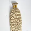 # 613 Candeggina Bionda Malese Ricci crespi Capelli vergini alla cheratina 200S Fusione alla cheratina Estensioni dei capelli umani pre biondi Capelli vergini di Remy 24 "26"