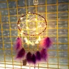 Sonho Catcher Wind Chimes 6 Cores LED Pena Parede Pendurado Ornamento Dreamcatcher Quarto Decoração de Natal OOA7450