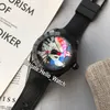 New Bubble PVD Cassa in acciaio nero L082/03264 Buccaneer Skull Quadrante rosso blu Orologio automatico da uomo Divertente cinturino in caucciù Fisheye Orologi Hello_Watch