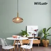 Moderne geribbelde glazen hanglamp rook cognac groen glazen dineren kamer restaurant hotel nachtkastje café bar Nordic suspension light armatuur