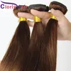 Poules à cheveux humains bruns foncé extensions droites soyeuses vierges brésiliennes Great Texture Couleur 4 Natural Weave 3PCS Offres fiables 1943556