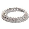 Bracelet chaîne à maillons cubains à bord droit de 14mm, Tennis, or, argent, zircone cubique glacée, hip hop, bijoux pour hommes, 259z