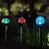 Solar Pathway Lights Crackle Glass Globe Solar Lights Outdoor Color Changing Stainless Steel Solar Garden Lights3103145