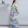 LD Linda Della Moda Designer Maxi Dress 3XL Plus Size Damskie Długie Rękaw Boho Kolorowe Kwiat Drukuj Długa Długa Dress Y19012201