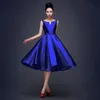 High Quality Simple Royal Blue Black Red Cocktail Dresses Lace up Tea Length Formal Party Dresses Plus Size Custom Made Cheap M74 305L