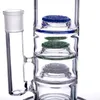 Trois couches Honrycomb Hookahs Brûleur à mazout Dip Rigs Bongs à eau en verre avec bol de 14 mm pour fumer