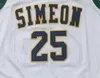 Derrick Rose # 25 Simeon High School Azul Azul Branco Branco Retro Basquete Jersey Masculino Costume Número Personalizado Nome Nome Jerseys Vendido por Yufan5