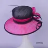 2019 Pembe Siyah Sinamay Şapka Elbise Şapka Kilise Şapkası Düğün Gelin Duş Gelinin Annesi Wlong Devekuşu Spine5636924