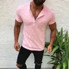 Men Summer Solid Button Slim Fit v Neck Short Sleeve Tank Top Tunic Blouse T-shirt S-2xl