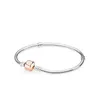 18K Rose gold clasp Snake Chain Bracelet Original Box for Pandora 925 Sterling Silver Charm Bracelet for Women Mens Gift Jewelry sets