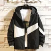 Jaqueta homens novo capuz primavera outono moda retalhos cor bloco casaco casual amante jaqueta hip hop windbreaker zipper parka homens