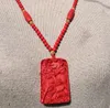 Gratis frakt Cinnabar Fire Unicorn Tag Pendant Kina Kejsare Röd Kylin Jade Halsband Hänge Män och Kvinnor