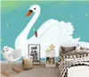 Personalizado foto parede murais Wallpapers 3D céu cisne estrelas quarto papéis de parede pintados à mão decoração estrelado bonito das crianças em casa