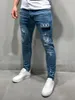 Mens Straight Overalls Broeken Mannen Calcas Masculina Jeans Stretch Men Jean Hole Mark Men Jeans with Patches Tejanos Hombre