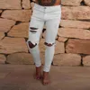 Jeans skinny pour hommes Jeans super skinny hommes Pantalon en denim extensible déchiré Trous de moto Denim Zipper Pantalon streetwear 4 17263H