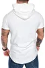 Mode d'été homme T-shirts décontracté coton solide col rond plis Slim Fit Raglan à manches courtes à capuche T-shirt B216