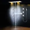 Modernes Bad-Duschsystem, elektronisches LED-Regenduschset mit 5 Funktionen, Deckenduschkopf, Wasserfall-Niederschlag, neblige Säule, 10,2 cm Strahlspray