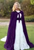 Fluwelen Kerstmis Hooded Cloak Bridal Cape Winter Floor Lengte Jas Bruiloft Wraps Velvet Wedding Jacks