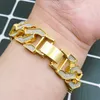 Herren Hip Hop Gold Armbänder Simulierte Diamant Armbänder Schmuck Mode Bling Bling Iced Out Miami Cuban Link Kette Armband geschenk