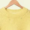2019 outono inverno manga comprida em torno do pescoço cor puro amarelo mohair malha frisado pulôver camisola mulheres moda blusas D2616115