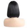 Ishow T Pelucas delanteras de encaje suizo Bob corto Peluca frontal Pelucas de cabello humano recto de 8-14 pulgadas Virgen brasileña para mujeres Todas las edades Color natural Negro