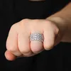 ip Hop CZ Ring Gold Silver Color Iced Out Bling Zircon Copper Material Punk Rings Fashion Party Jewelry