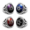 New Pentagram Ring 316L Stainless Steel Titanium Men Ring Rock Pop Punk Massion Jewelry Rings271U